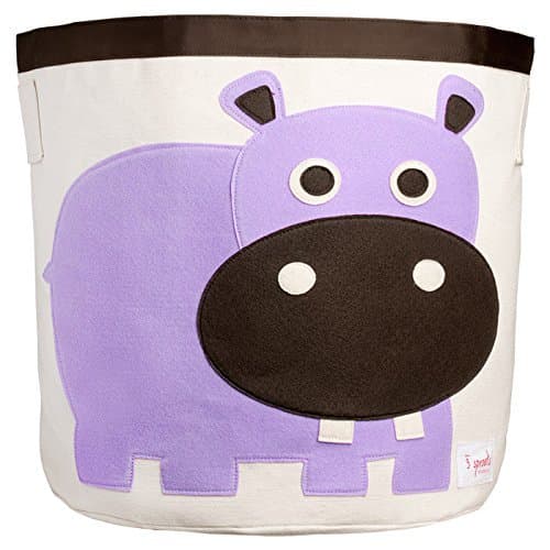 3 Sprouts Hippo Toy Storage Bin Container and Organizer for Kids Pet Toys - Children Home Box Units Solutions