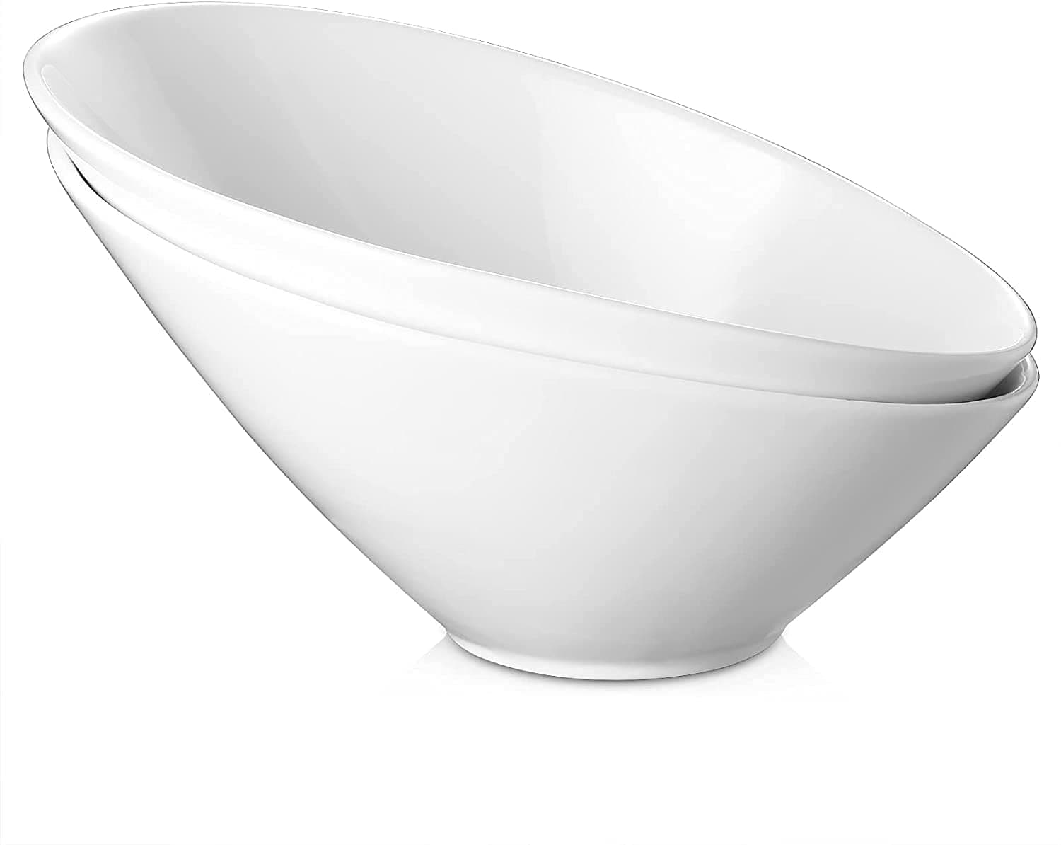 Salad Bowl, 26 oz/770 ml Serving Bowls Ceramic Set of 2, Porcelain Soft White Slanted Bowls, Christmas Serving Bowls for Salad, Pasta, Soup, Prep - Microwave & Dishwasher Safe