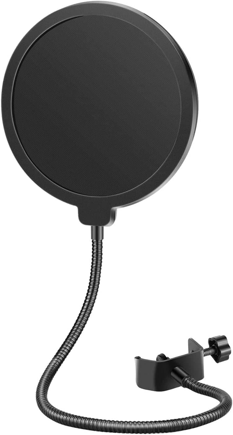 CLAPONE Clapone Professional Microphone Pop Filter Pop Filter Mesh for Blue Yeti Dual Layered Wind Pop Screen With A Flexible 360 Degree Gooseneck Mic Pop Blocker Mask Shield Screen with Flexible