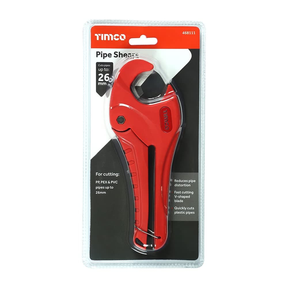 TIMCO Pipe Shears - Hard Wearing - Fast Cutting V-Shaped Blade - Excellent for Use on Plastic Pipe - 0-26mm