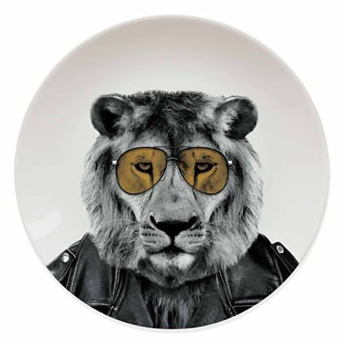 Mustard M12006B Wild Dining Ceramic Dinner Plate, Lion, Multicolored by Mustard