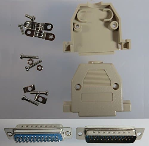 DB25 Male D-Sub solder type connector w/Beige plastic backshell hoods