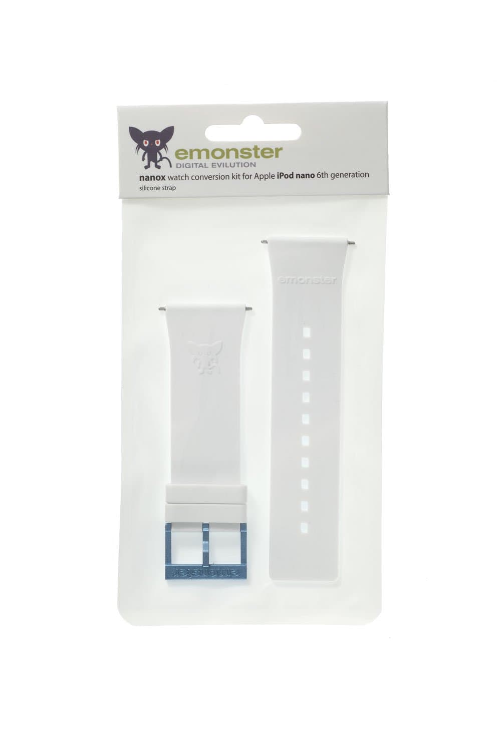 nanox - Apple iPod nano silicone strap (White strap / Blue buckle)