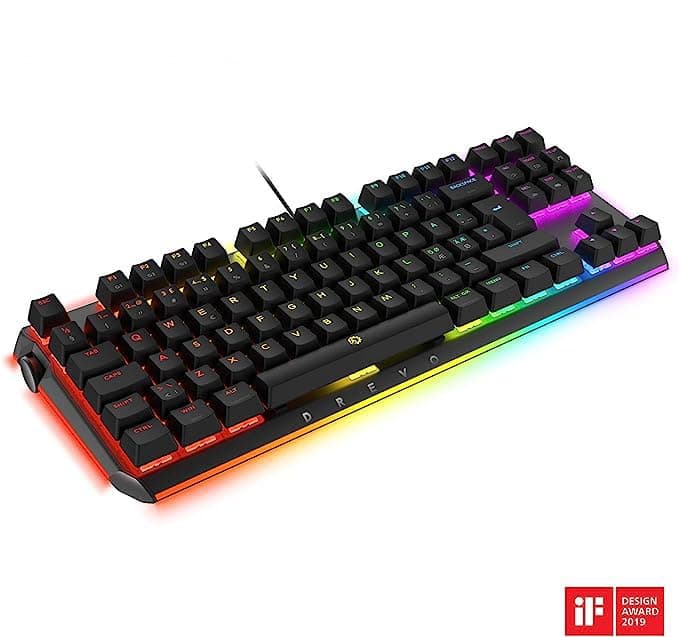 DREVO BladeMaster TE All Rounder RGB Mechanical Gaming Keyboard with Programmable Genius Knob - 88K Nordic layout [Linear Heavy Gateron Brown Switch]