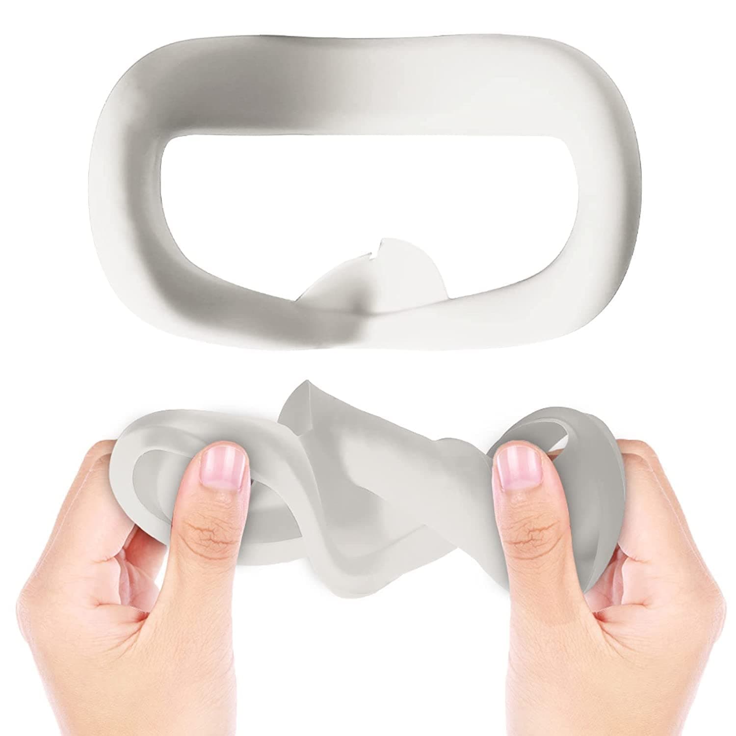 VR Face Cover Silicone Case Face Cover for Oculus Quest 2 / Meta Quest 2 : Replacement Face Pad Mask, Sweatproof, Washable, Light Blocking VR Soft Smooth Accessories Headset-5 Years Warranty (White)