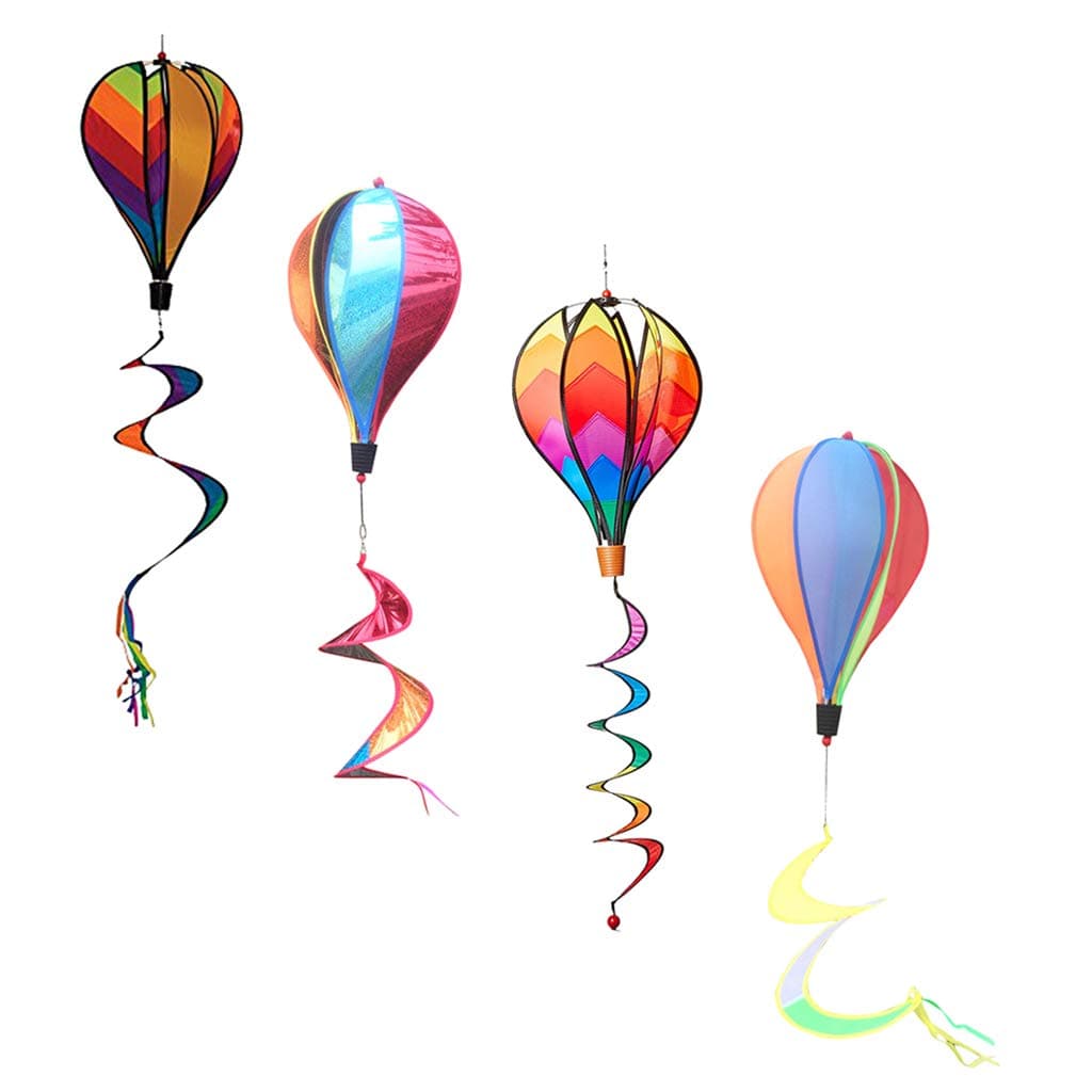 DYNWAVE 4 Pack Rainbow Hot Air Balloon Paper Lanterns Wind Spinner Water Resistant for Wedding Birthday Christmas Party Decoration