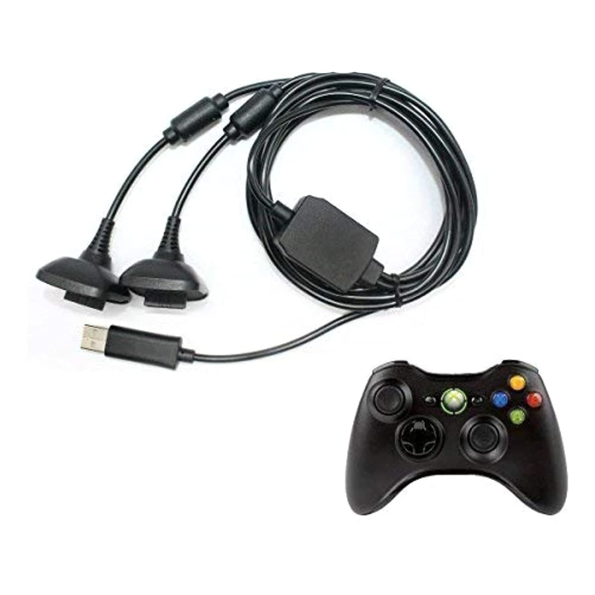 2in1 2M Long USB Play and Charge Charging Lead Cable for Xbox 360 Controller Pad Gamepad Joypad Joystick By AirBot®