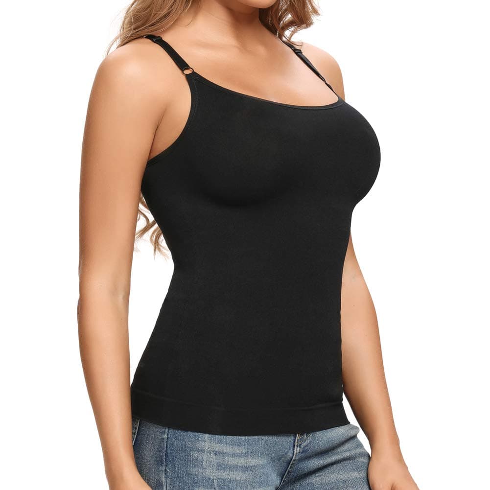 Spaghetti Strap Cami Top for Women Compression Sleeveless Undershirt Tummy Control Shapewear Vest Tops Basic Scoop Neck Shaping Camisole