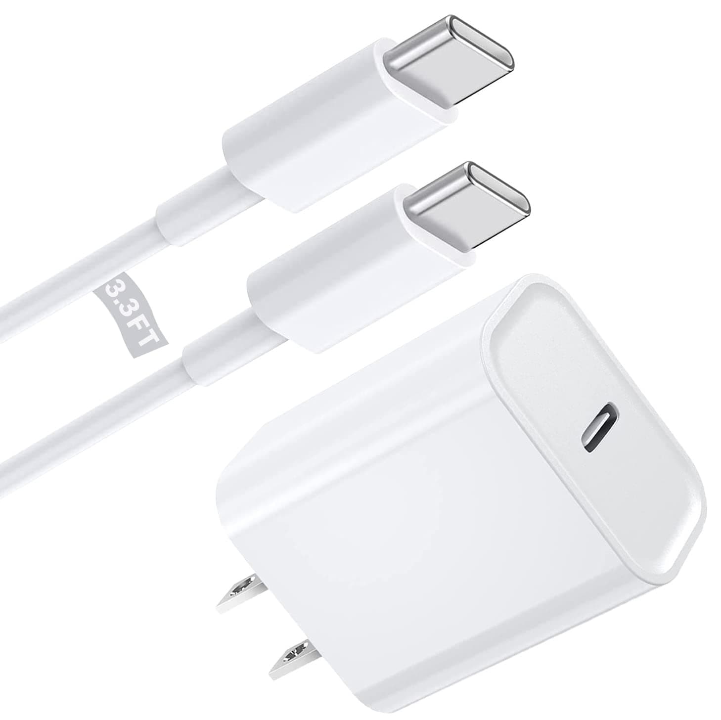 20W USB C Fast Charger USB C to C Charging Cable Compatible with iPad Pro 12.9 in 5th/4th/3rd Generation,iPad Pro 11 inch 2021/2020/2018, iPad Air 4th Gen,iPad Mini 6th Gen,3.3FT Type C to C Cable