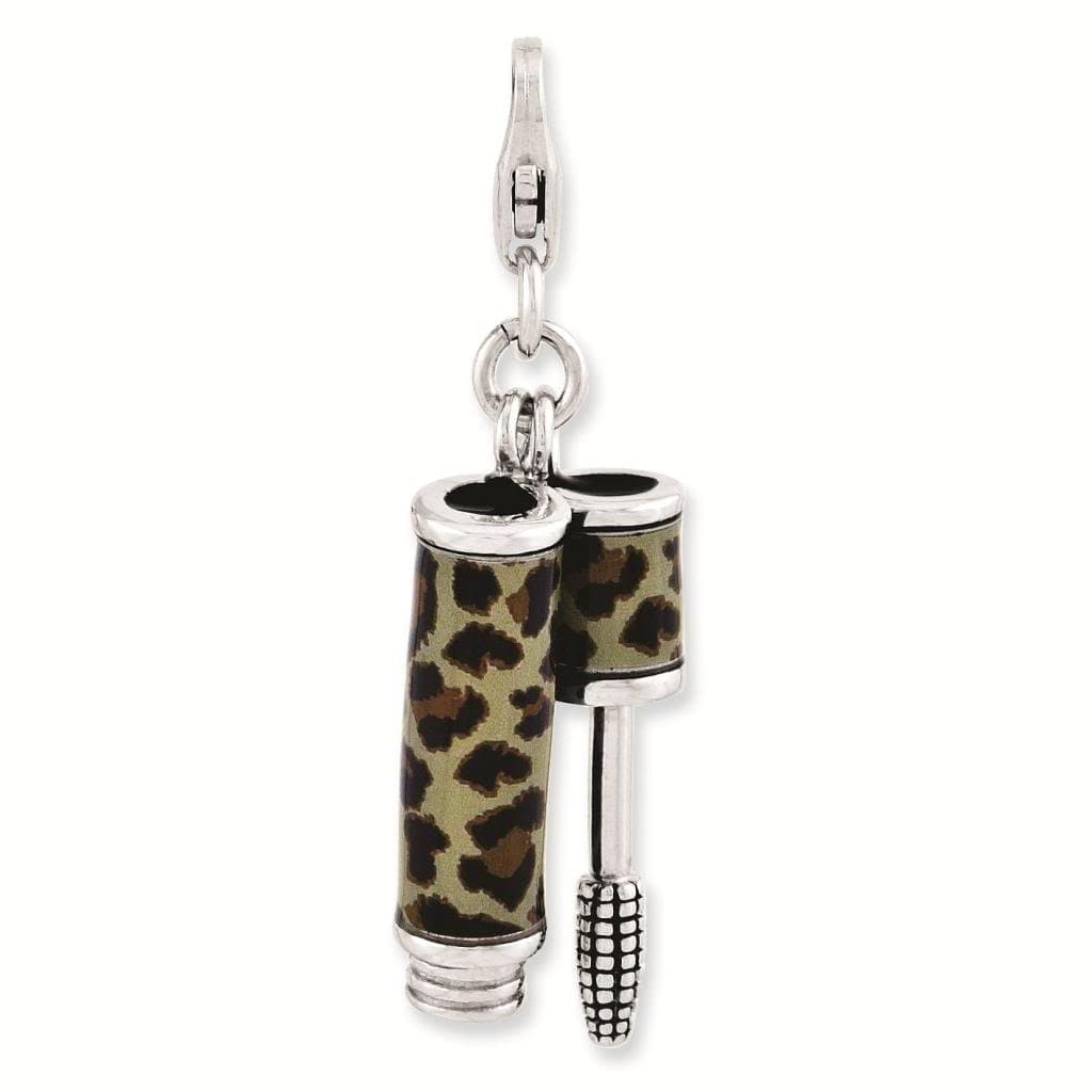 Sterling Silver Enameled 3-D Leopard Mascara w/Lobster Clasp Charm - Charms and Bracelets Accessories Collection