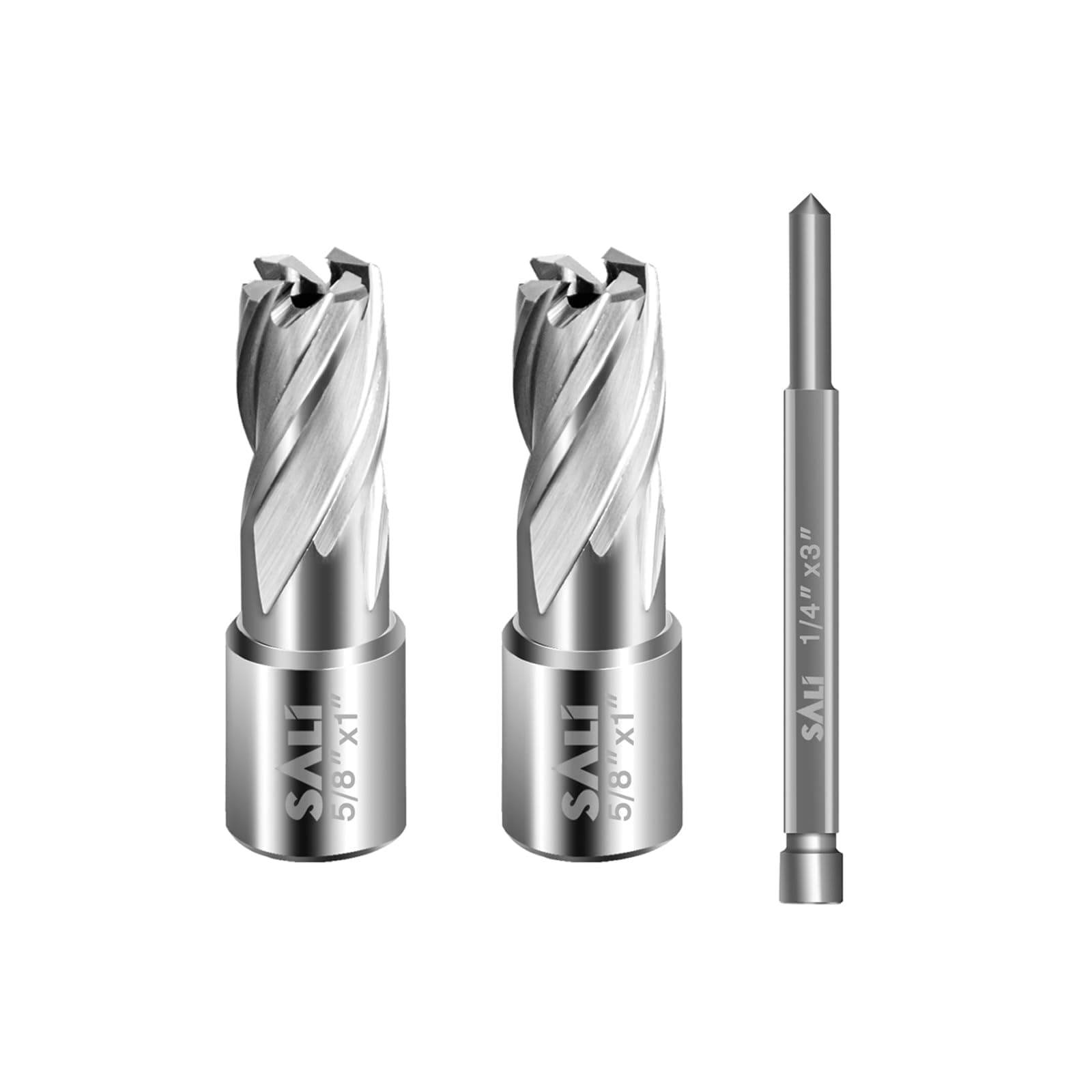 2 pcs Annular Cutter Diameter 5/8 Inch with Weldon Shank 3/4"(with 2 Flats) Cutting Depth 1" Mag Drill Bit for Magnetic Drill Press HSS Fully Ground Drill with One 1/4"*3" Pilot Pin