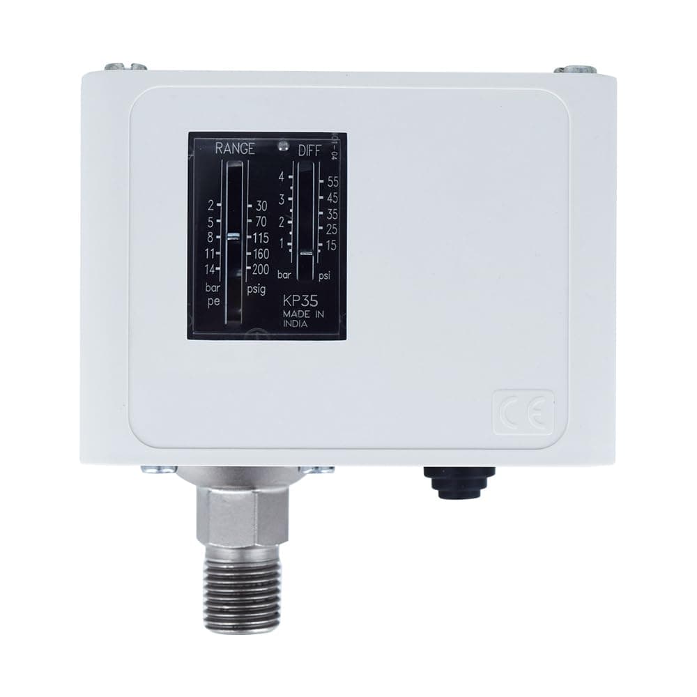 Mild Sheet 0.7 Bar To 4 Bar Pressure 1 Way Pressure Switch- KP 35, 12.5 Cm X 5 Cm X 9 Cm, White