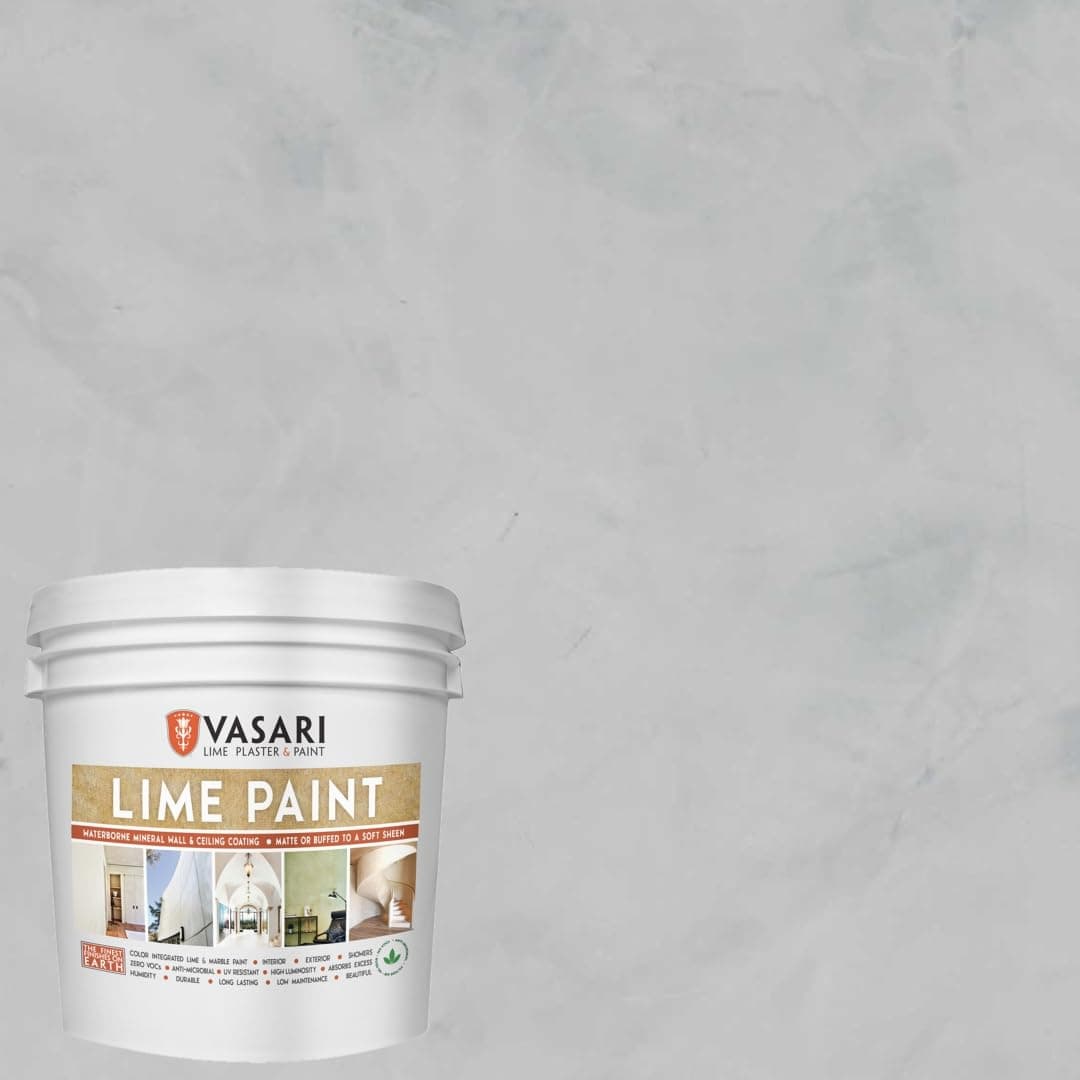 VASARI Lime Plaster & Paint | LIME PAINT | Made from Natural Lime and Powdered Marble | color: Cement Grey #21 | size: 1 Gallon