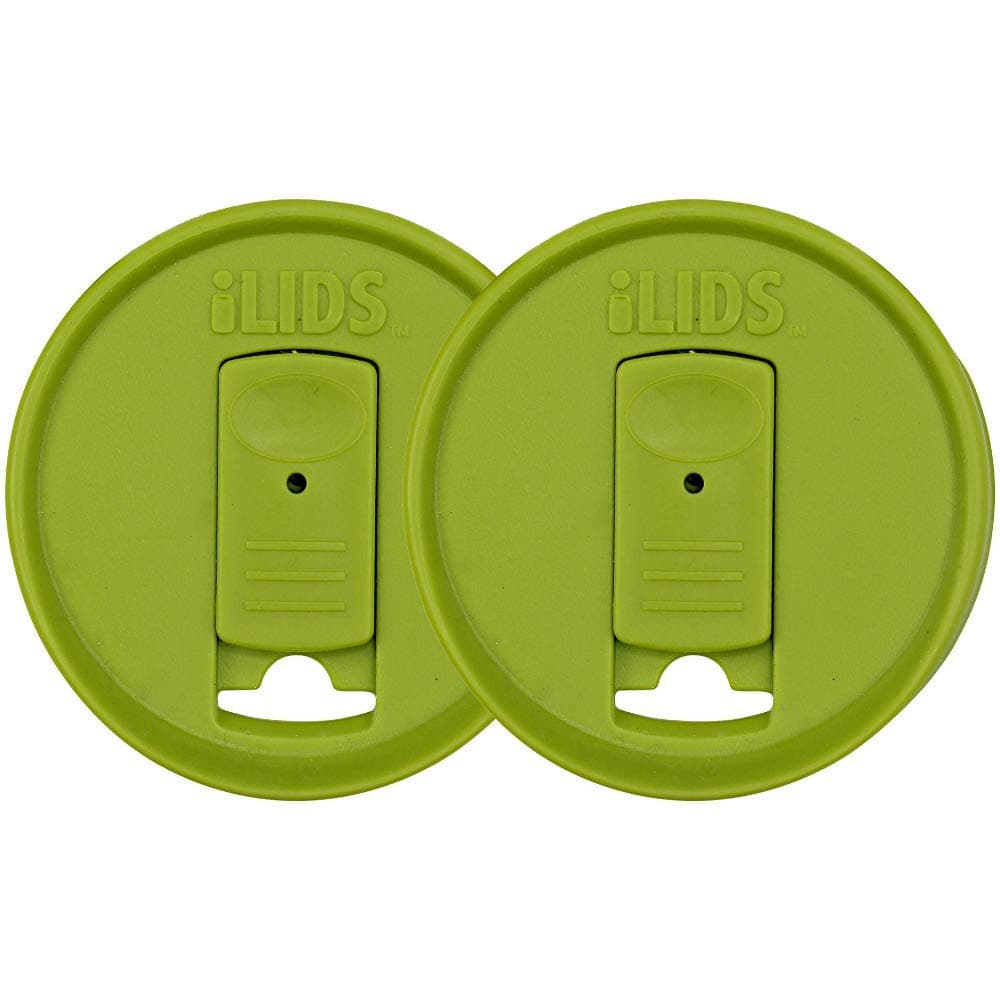 iLIDS Mason Jar Drink Lid, Regular Mouth, Lime Green, Pack of 2