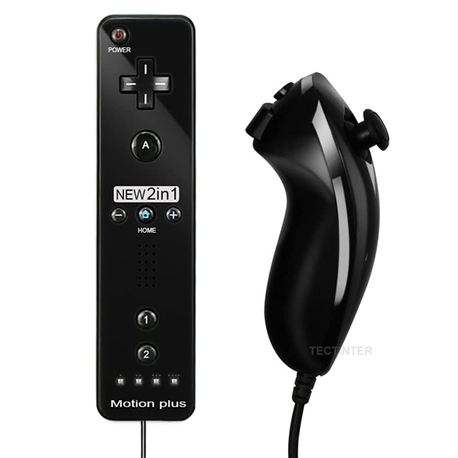 SKEIDO 2 in 1 Wireless Remote Controller compatible with Nunchuk Nintendo Wii Built-in Motion Plus Gamepad and Silicone Case Motion-Black