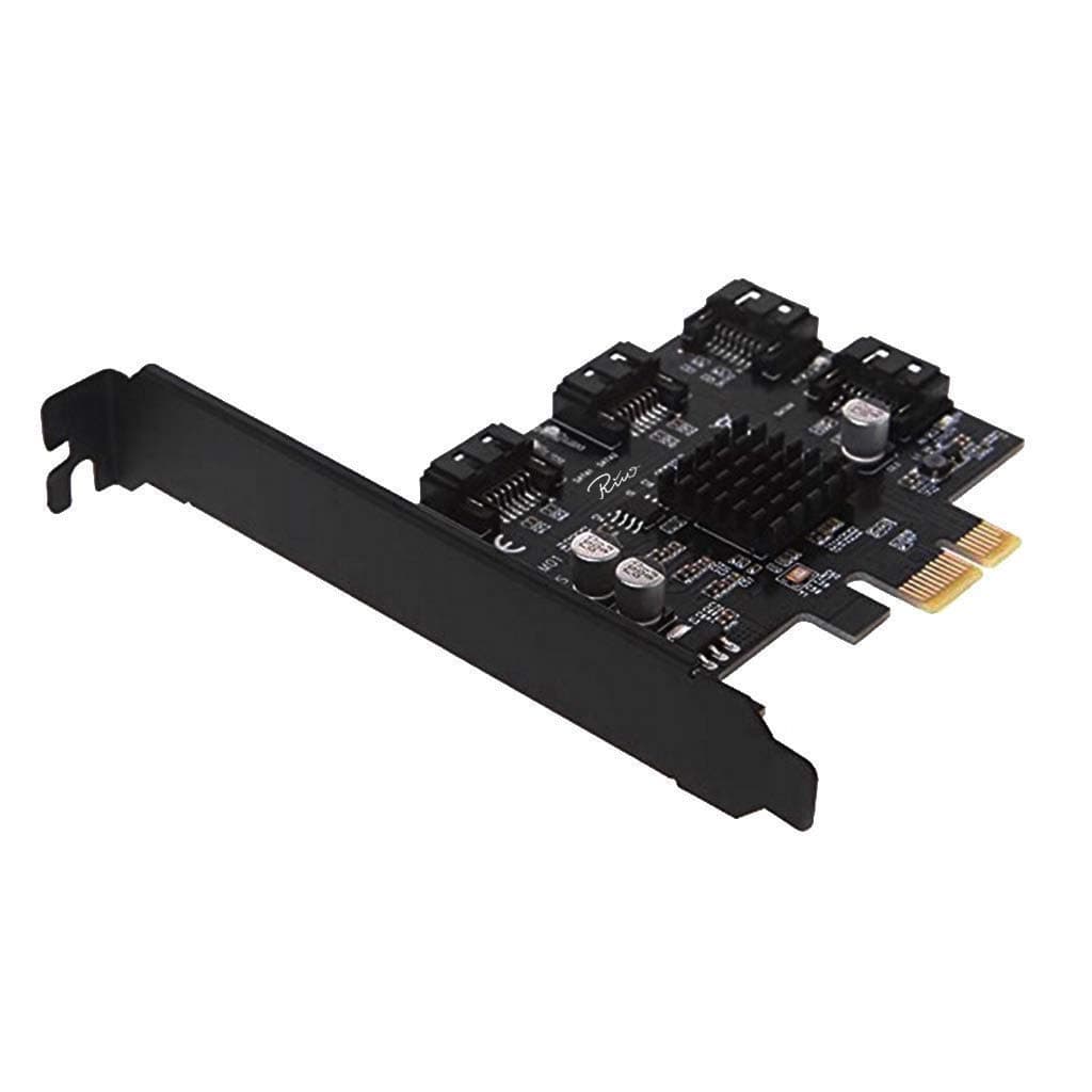 4 Port SATA III PCIe 3.0 X1 Controller Card, PCI Express to SATA 3.0 6G, Marvell 88SE9215, Black