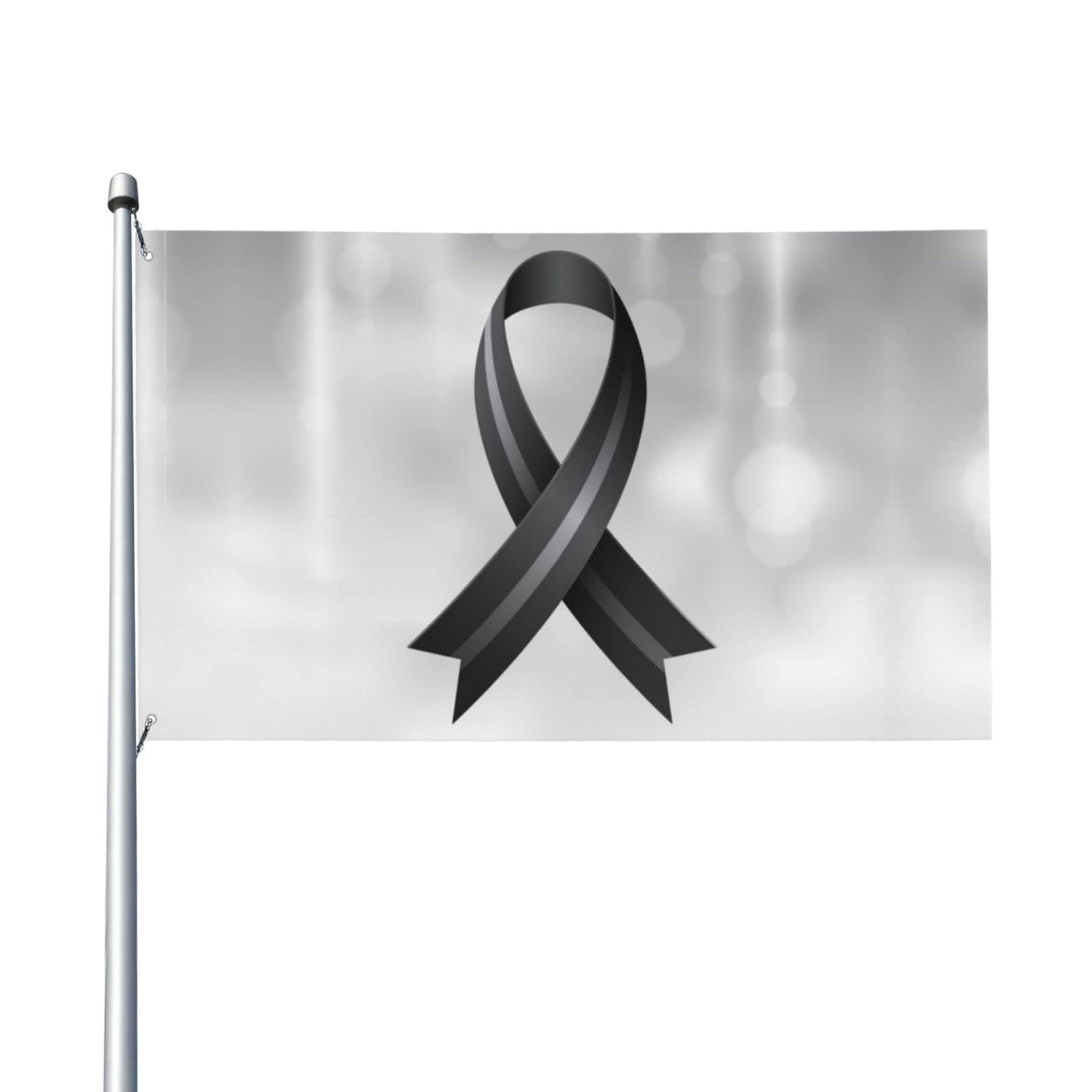 Garden Flag Mourning Black Ribbon Funny Flag Solid White Flag Sign Flag Outdoor Banner Flags Decoration Flag For Indoor/Outdoor Party Carnivals 90x150 cm