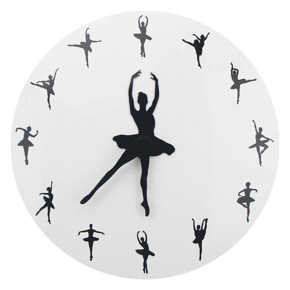 Timelike Modern Frameless Large 3D DIY Wall Clock Kit Decoration Home for Living Room Bedroom Acrylic Dance Clock Ballet Dance Classroom Decoration White