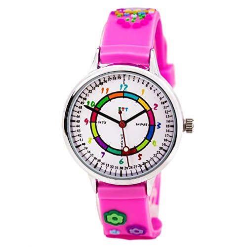 Easy Time Teller ETT103 Kid's White Dial Pink Rubber Strap Time Teaching Watch