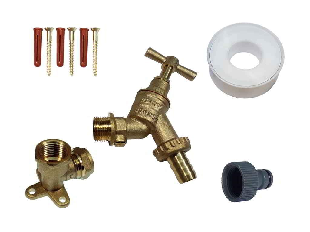 Double Check Valve Outside Tap Kit with Wall Plate Elbow