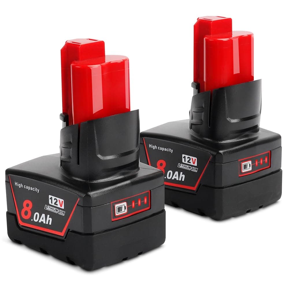 2 pack 12V 8.0Ah for Milwaukee M12