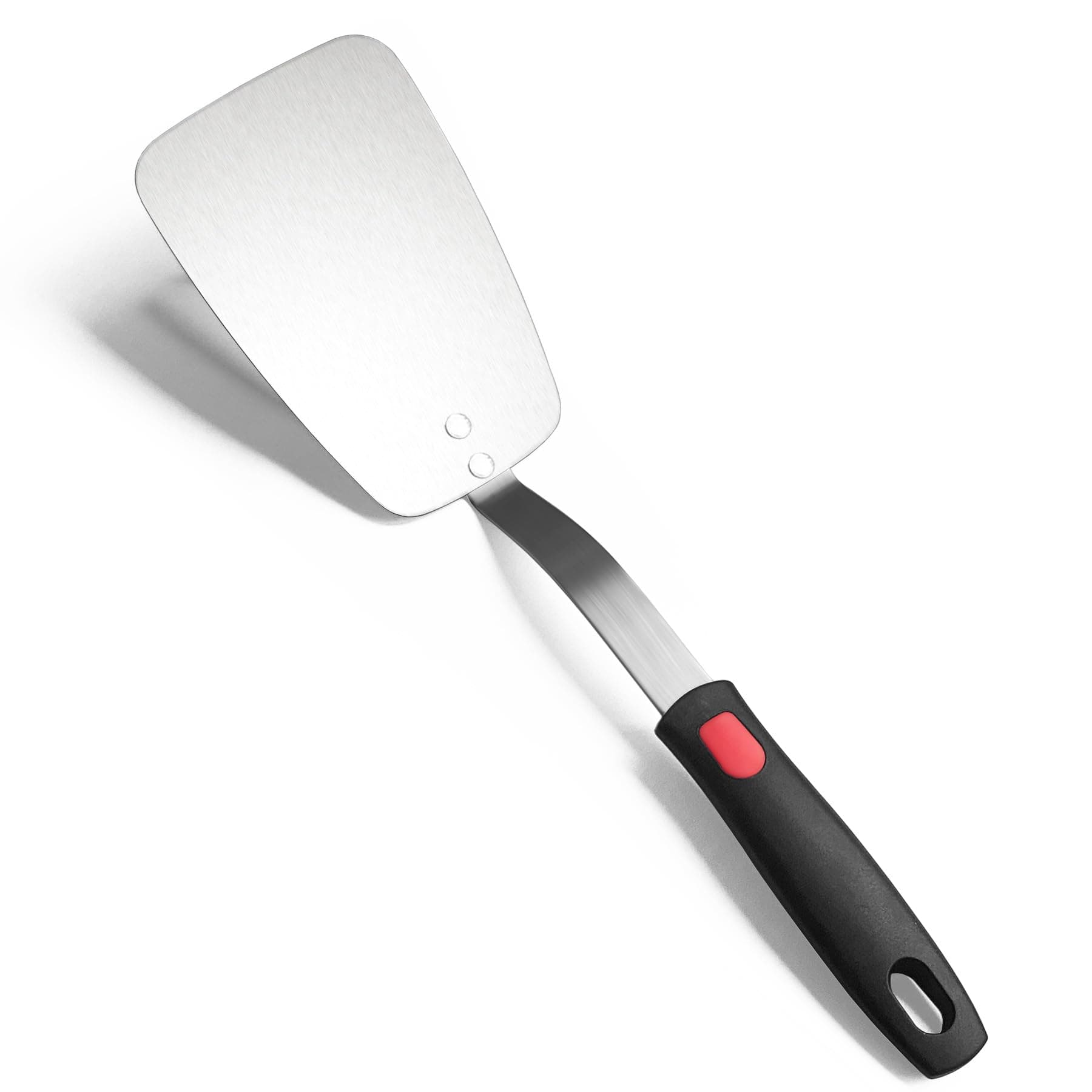 Stainless Steel Flexible Spatula Solid Turner, XiaoZu Thin Metal Spatula for Cast Iron Skillet, Thin Blade and Heat Resistant Silicone Handle, Great for Egg, Cookie, Meat, Crep, Large