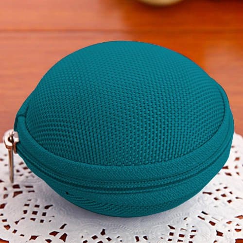 Cute Round Hard Storage Storage Purse Wallet Case for Earphone Headphone Earbuds SD TF Cards mini Bag (Green 07)