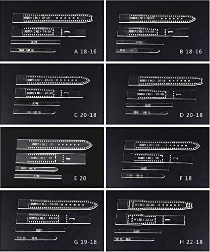 NW Watchband Acrylic Template Leather Pattern Watch Strap Acrylic Leather Pattern Leather Templates for Watch(8 kinds a lot) (Men's style)