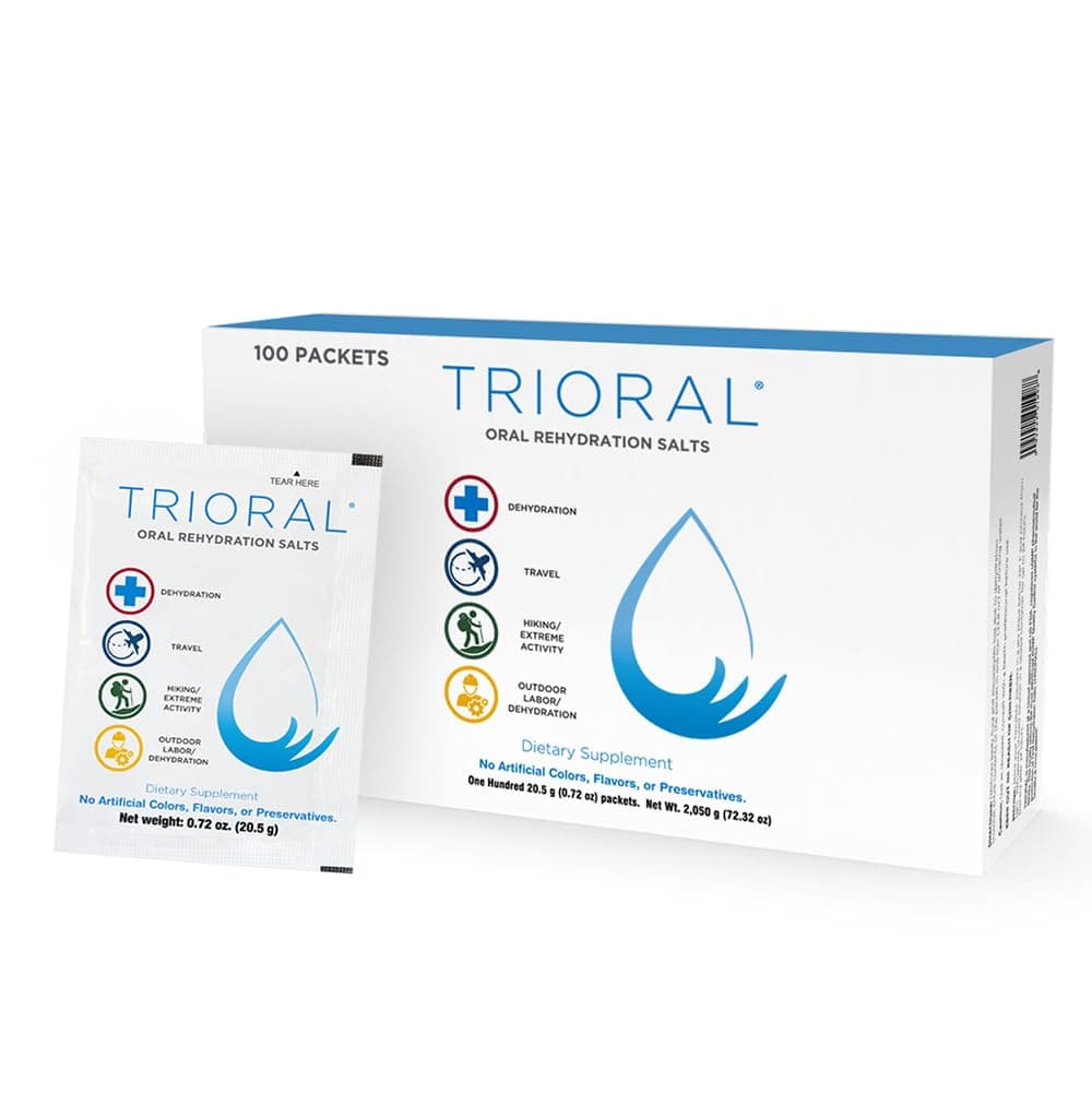 TRIORAL Hydration Electrolytes Powder (100Pack)-Rapid Rehydration Solution,Essential Hydrating Formula,Combat Dehydration from Workouts,Sports & More, First Aid Kit,Travel Must-Haves,Drink Mix Packets