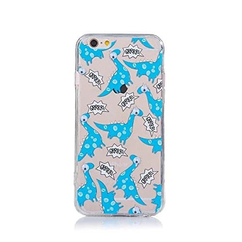 Acrylic Case for iphone 7 Plus,Popcorn Donuts Banana Printing Googly Moving Eyes Acrylic PC Back with Soft TPU Edges Case for Apple iphone 7 Plus 5.5"(2016) (Dinosaur)