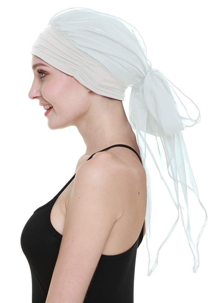 Chemo ヘッドウェア ターバン レディース ロングヘアヘッドスカーフ ヘッドラップ 癌ハット US サイズ: One Size カラー: ホワイト