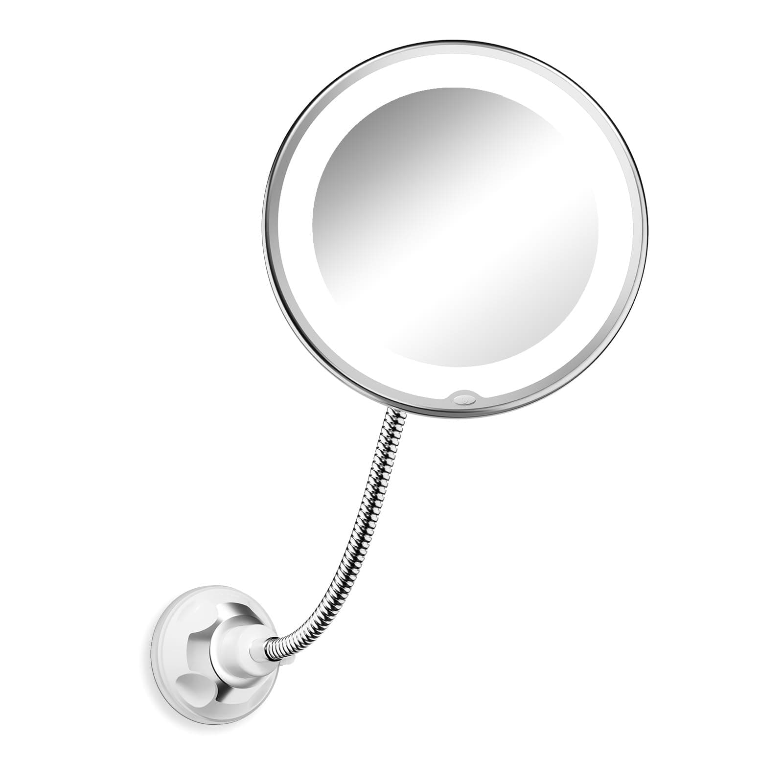 Brightown Flexible Mirror As Seen On TV, Wall Mounted Light Up 10x Magnifying Makeup Mirror with Light LED, Suction Cup, 360Ã‚° Swivel Flex Gooseneck for Bathroom Shaving Travel Vanity, Cordless