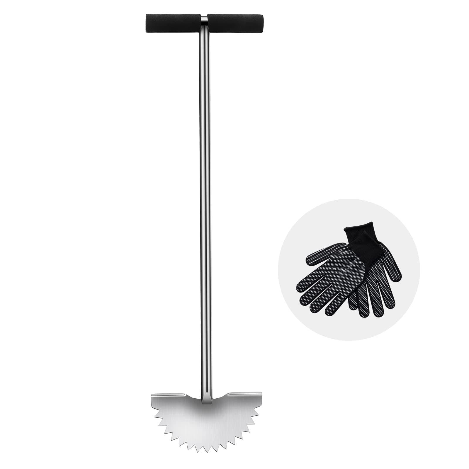Edger Lawn Tool Half Moon Lawn Edger with Saw-Tooth Blade for Cleaning Edges Along Sidewalks Driveways Garden Flower Beds-Made of Stainless Steel Hand Edger with T-Grip Handle