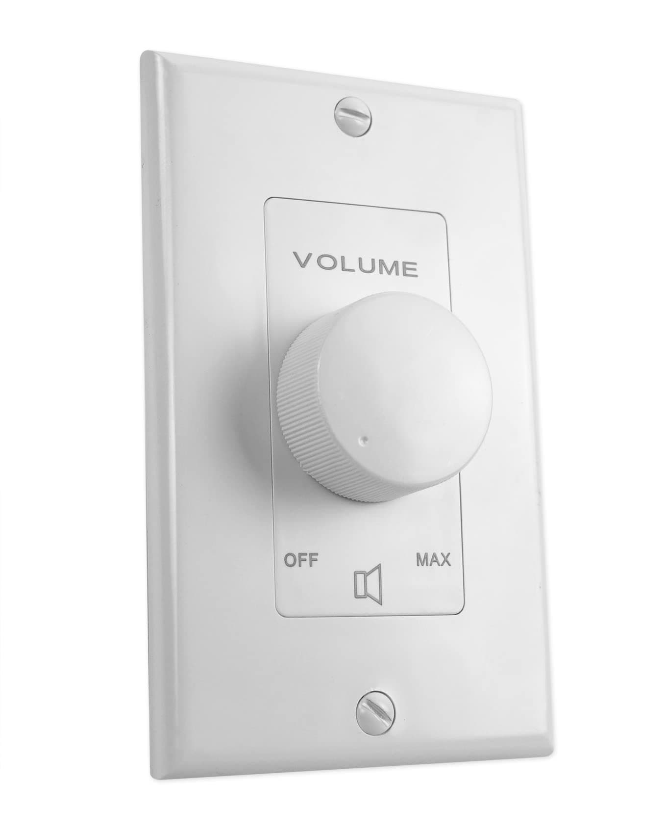 Rockville VOL70100 100 Watt 70V Wall Volume Control Zone Controller, White, 11-Step Rotary Dial, Euro-Block Terminal, Dust-Protected Circuit, for Commercial and Home Audio