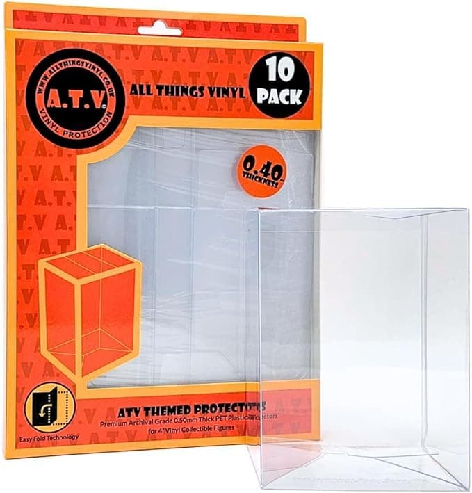 ATV Store Premium Pop Protectors Vinyl Display Box Case For 4" 0.40mm GROOVED EDGE Pack Of 10