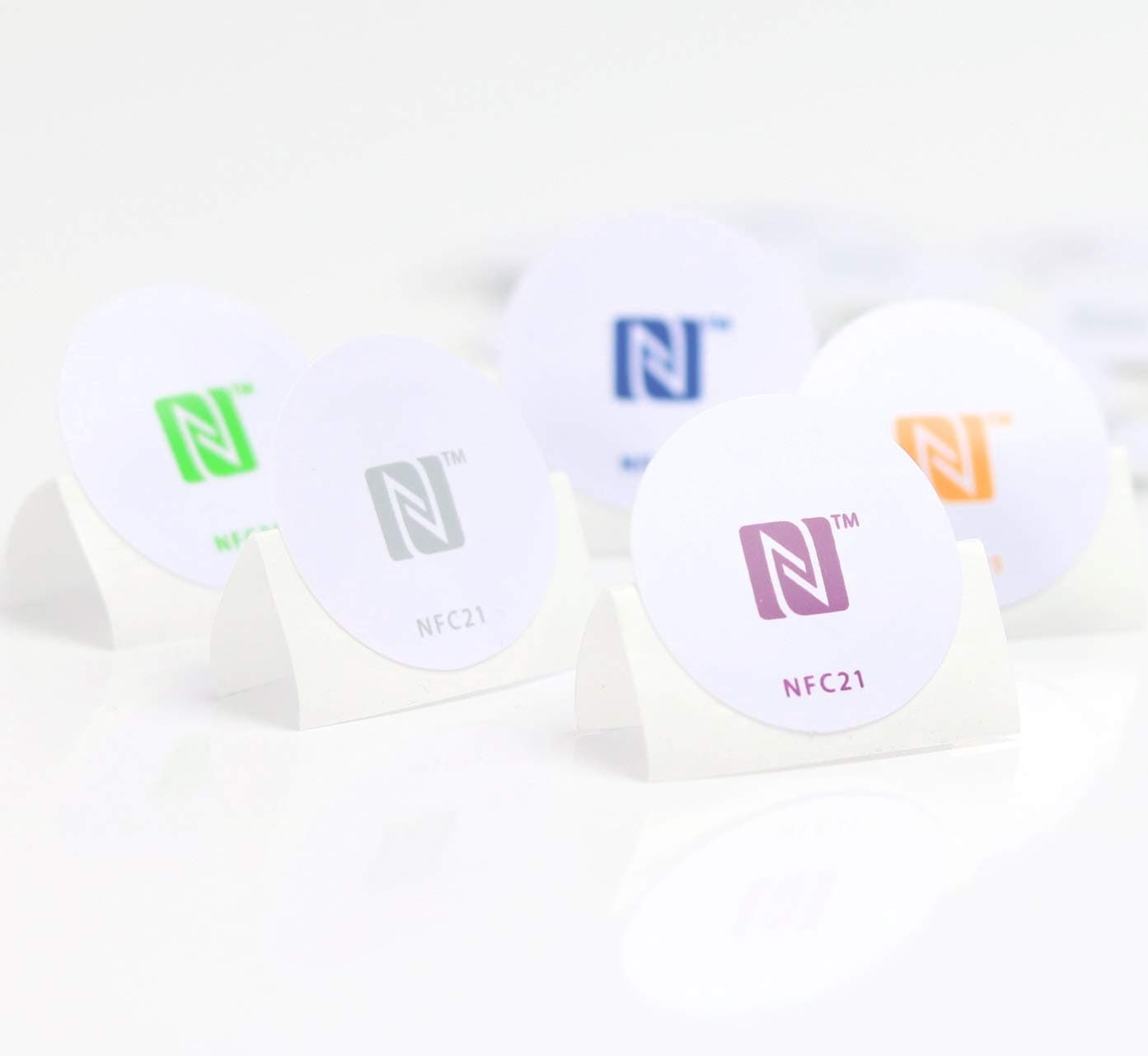 NFC Tag Sticker NTAG 215 which is also used in Nintendo amiibo figures, 5 pieces in 30 mm, 5, 100% compatible, NXP NFC chip NTAG 215