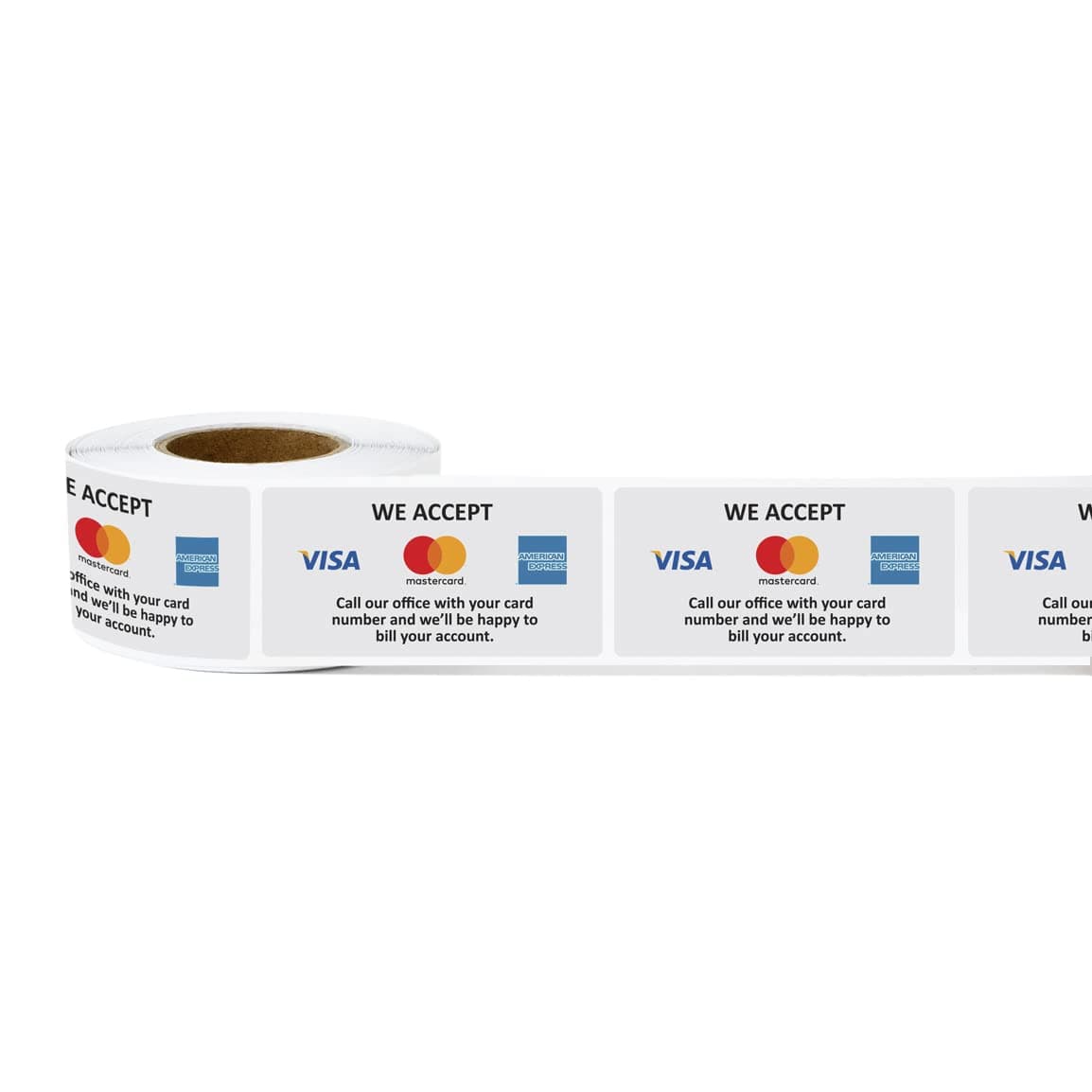 600 Labels, 2 x 1 inch - We Accept Visa Labels, We Accept MasterCard Labels, We Accept American Express Labels / Billing Stickers, We Accept Credit Cards Stickers