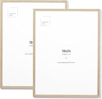 Opposite Wall - 18x24 in - Natural Solid Oak Wood Picture Frame - Lightweight, Versatile & Shatterproof - Wall Hanging Poster or Photo Frame - Wall Decor for Office, Gallery & Home - 2 Pack