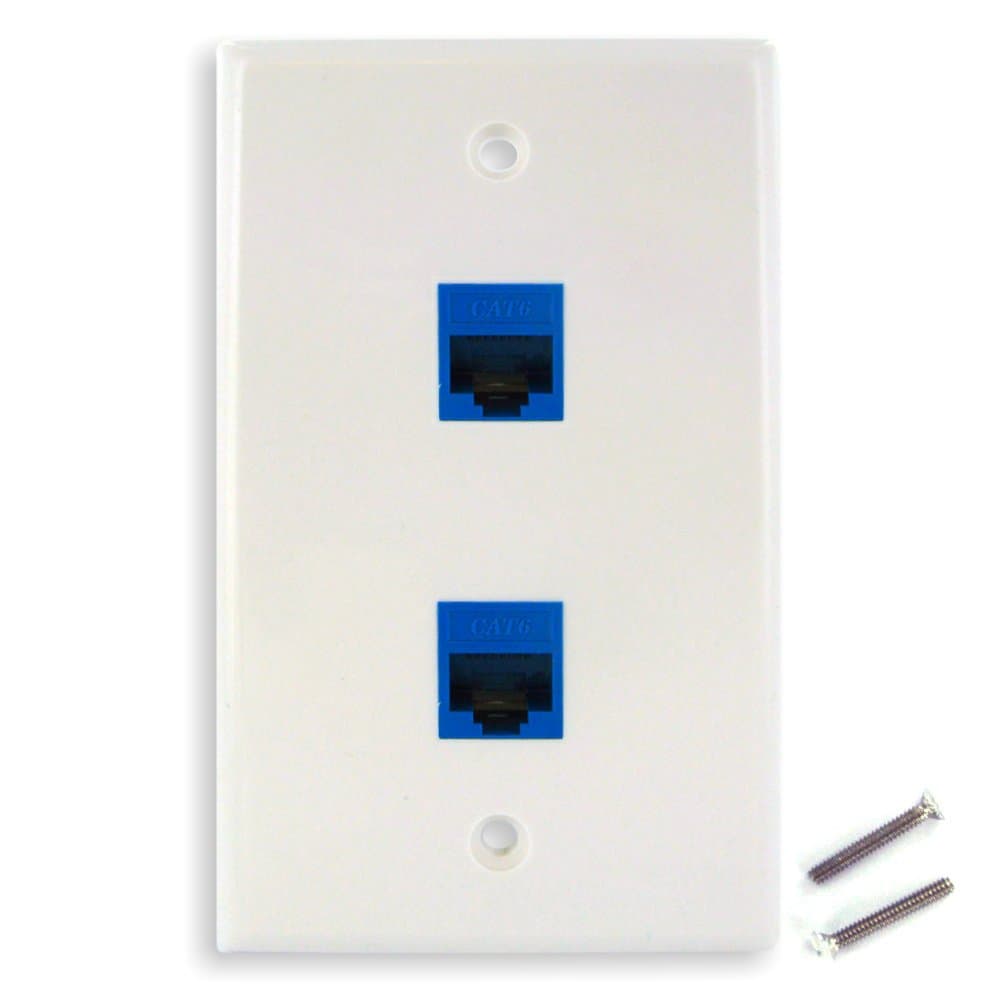 New Dual CAT6 Ethernet Jacks w/ Keystone Wall Plate