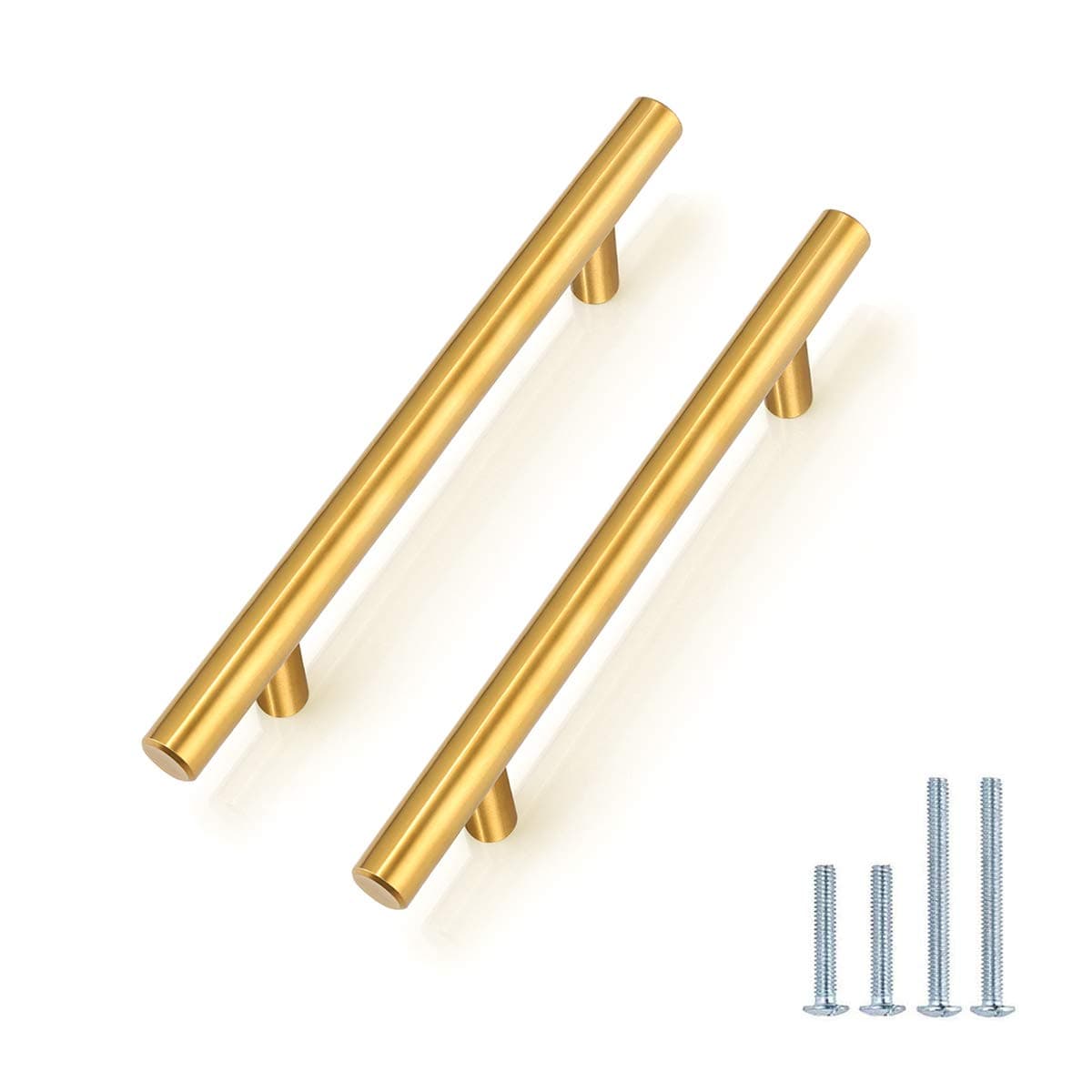 Gold Color 128mm(5") Hole Center Kitchen Cabinet Handle and Pull T-bar Furniture Drawer Hardware Knob 10Pack
