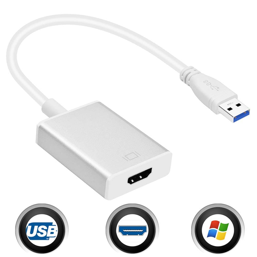 USB to HDMI Adapter, USB 3.0 to HDMI Cable Adapter 1080P Display Converter Audio Video Output for Secondary Monitor for Laptop HDTV Desktop with Windows XP/7/8/8.1/10 PC(NO MAC & Vista) …