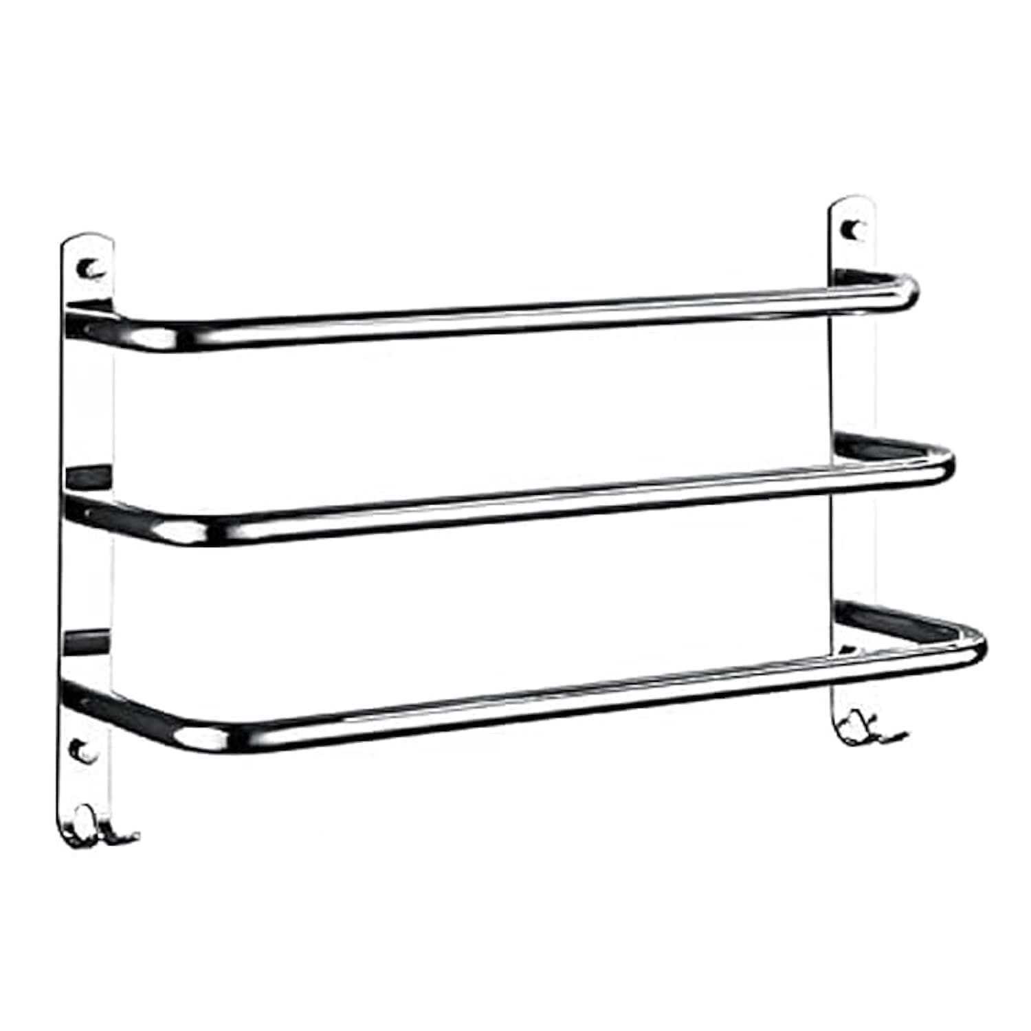 Towel Rail Chrome 3-Tier Bath Towel Rack with Hooks SUS 304 Stainless Steel Wall Mounted Towel Holder Towel Bar Rail for Kitchen Bathroom Toilet Hotel Office
