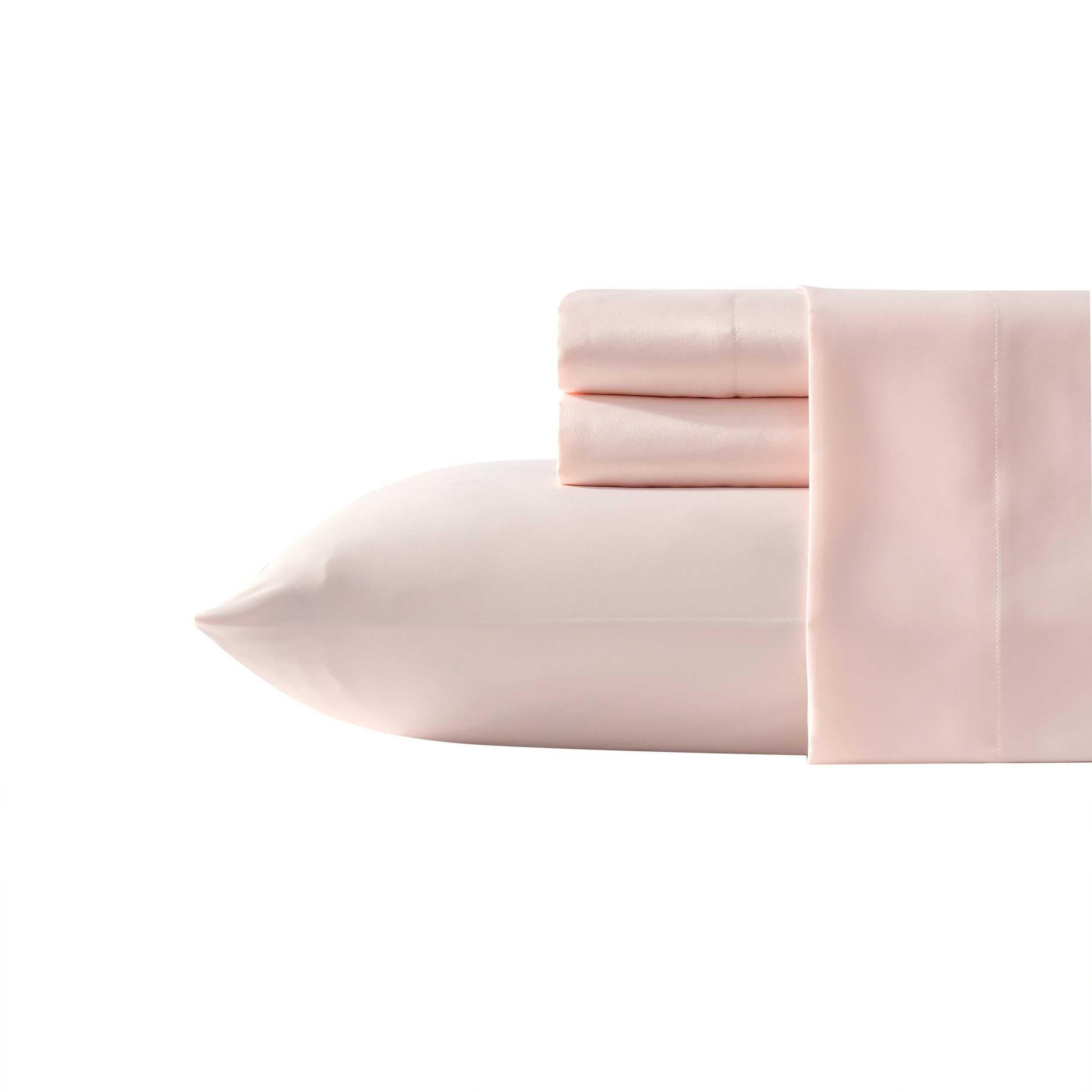 Laura Ashley - Twin Sheet Set, 100% Soft & Silky Smooth Satin Bed Sheets, Deep Pockets, Bedding with Matching Fitted Sheet & Pillowcase (Bliss Pink)