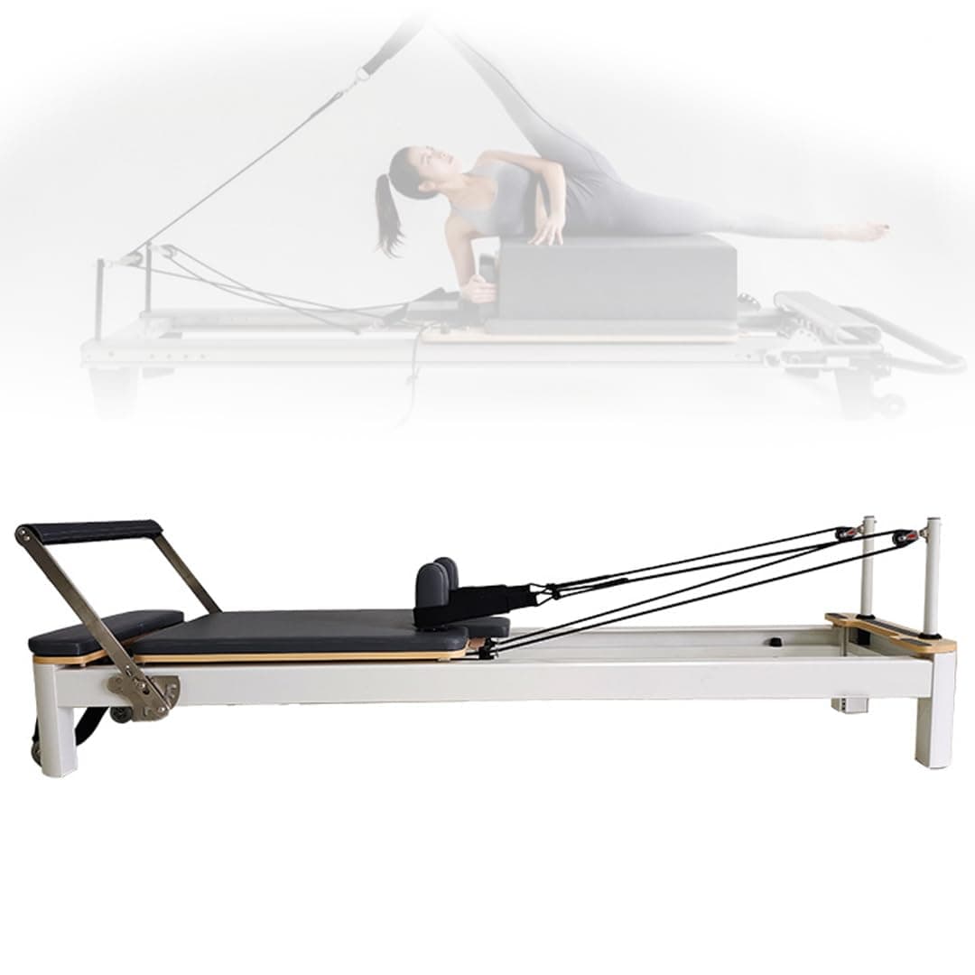 KLUFO Pilates Reformer | Compact At-Home Workout Machine | Smooth & Quiet | Max Weight 330lbs | Suitable Users 4’10 – 6’4” | Gray