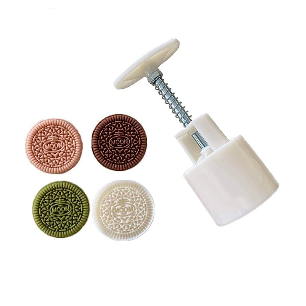 Yuing Cookie Presses-Oreo Pattern Cookie Mold Plastic Hand Press Mooncake Baking Tools DIY Cookie Stamps Pastry Kitchen Gadgets (Oreo mold)