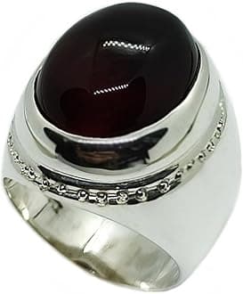 14 Carat Natural Yemeni Blood Red Khabadi Aqeeq Mens Plain Ring Sterling Silver 925 Handmade Red Carnelian Ring Gift for Him Shifat al abd Ring Religious Ring