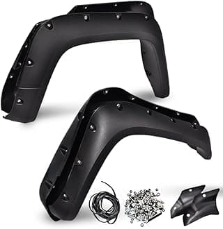 Pocket Riveted Fender Flares, Compatible With Toyota FJ Cruiser 2007-2014, Black Wheel Cover Protector Pickup Truck Accessories Trim Guards 4pcs (Textured Surface)