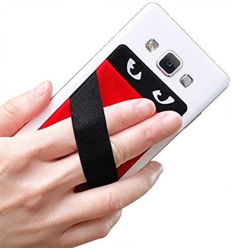 Card Card Holder Wallet with Finger Strap for all iPhone-Phone Case-Stick On Wallet-Phone Grip (Red)