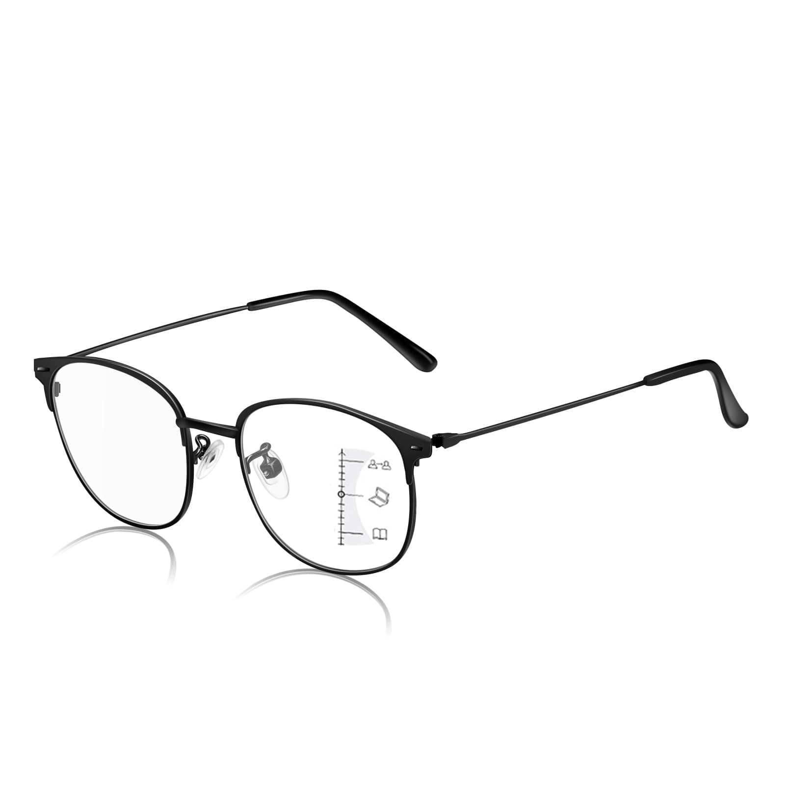 - Men's Comfort Fit Photochromic Progressive Reading Glasses Blue Light Blocking Durable Metal Frame Multifocus Readers