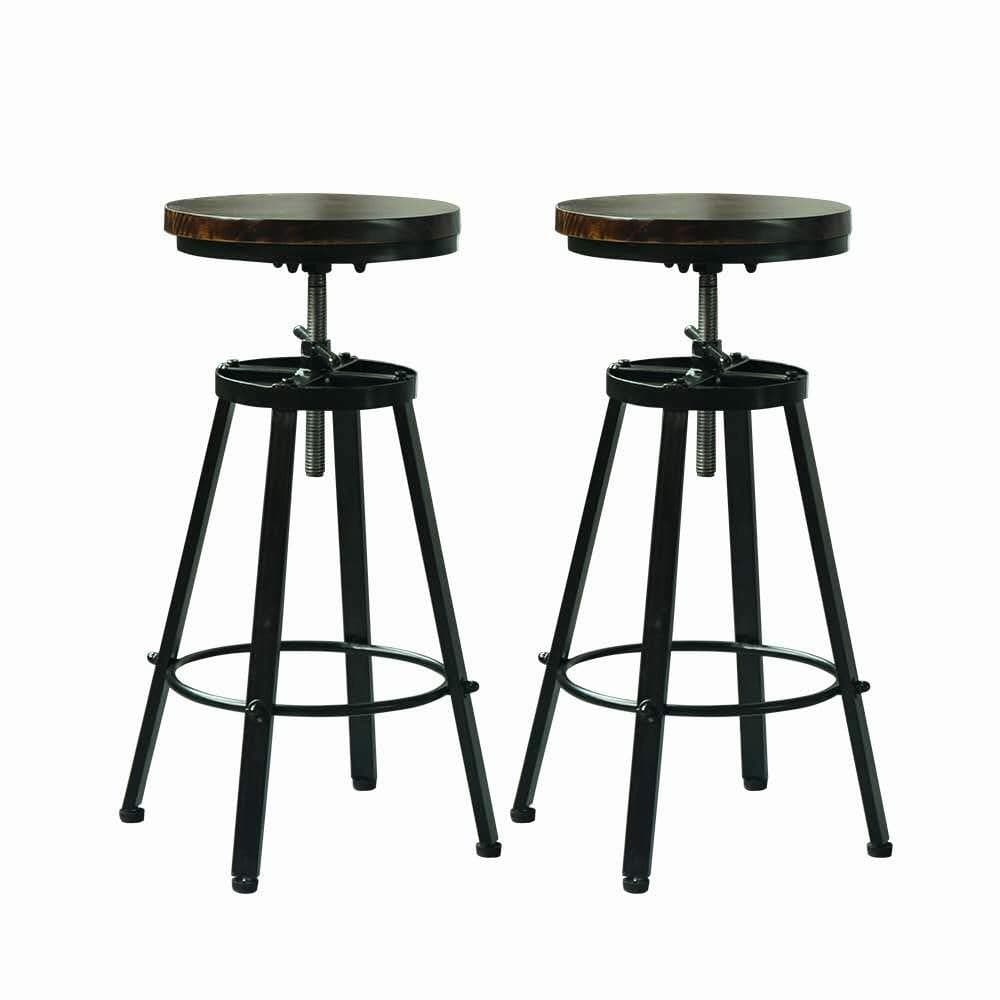 Bar Stools Set of 2,Adjustable Counter Height Stool Chair for Kitchen Counter,Swivel Rustic Counter Stools -Solid Wood Seat